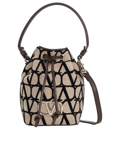 Mini Vlog Signature Bucket Bag, £750, Handbags, Brown, Canvas, Front view